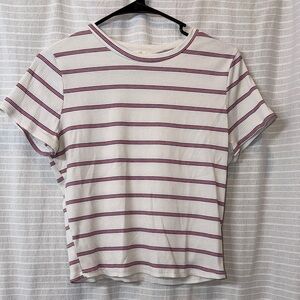 Striped White and Red Women's Crop Top